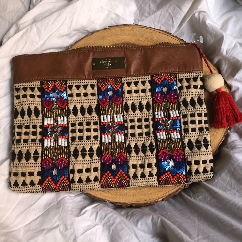 Abercrombie & Fitch Beaded Embroidered Big Clutch